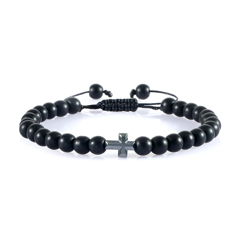 Natural Stone Cross Bracelet