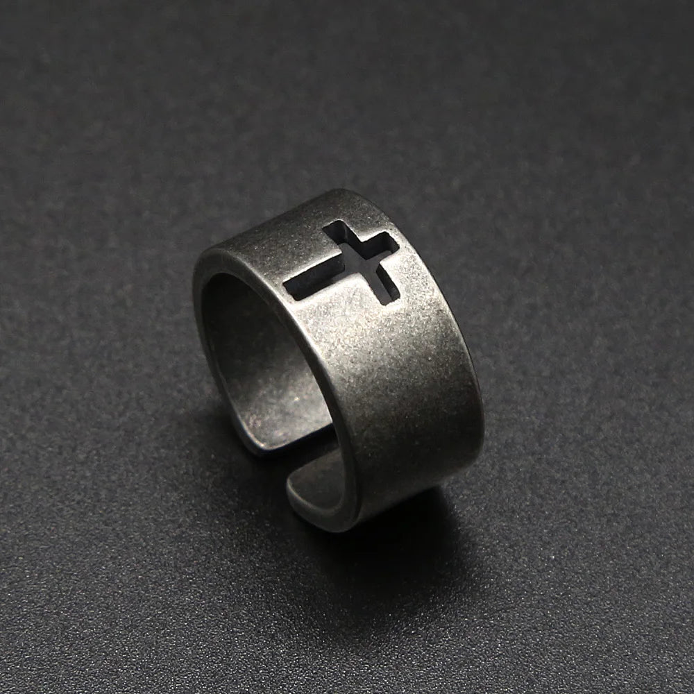 Stainless Steel Cross Ring