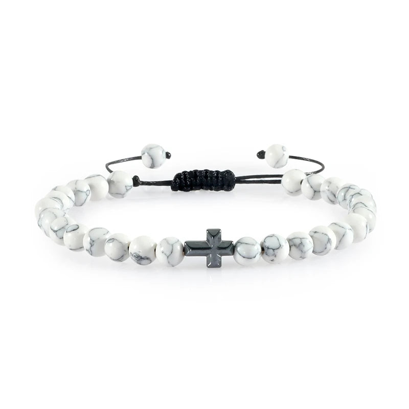Natural Stone Cross Bracelet
