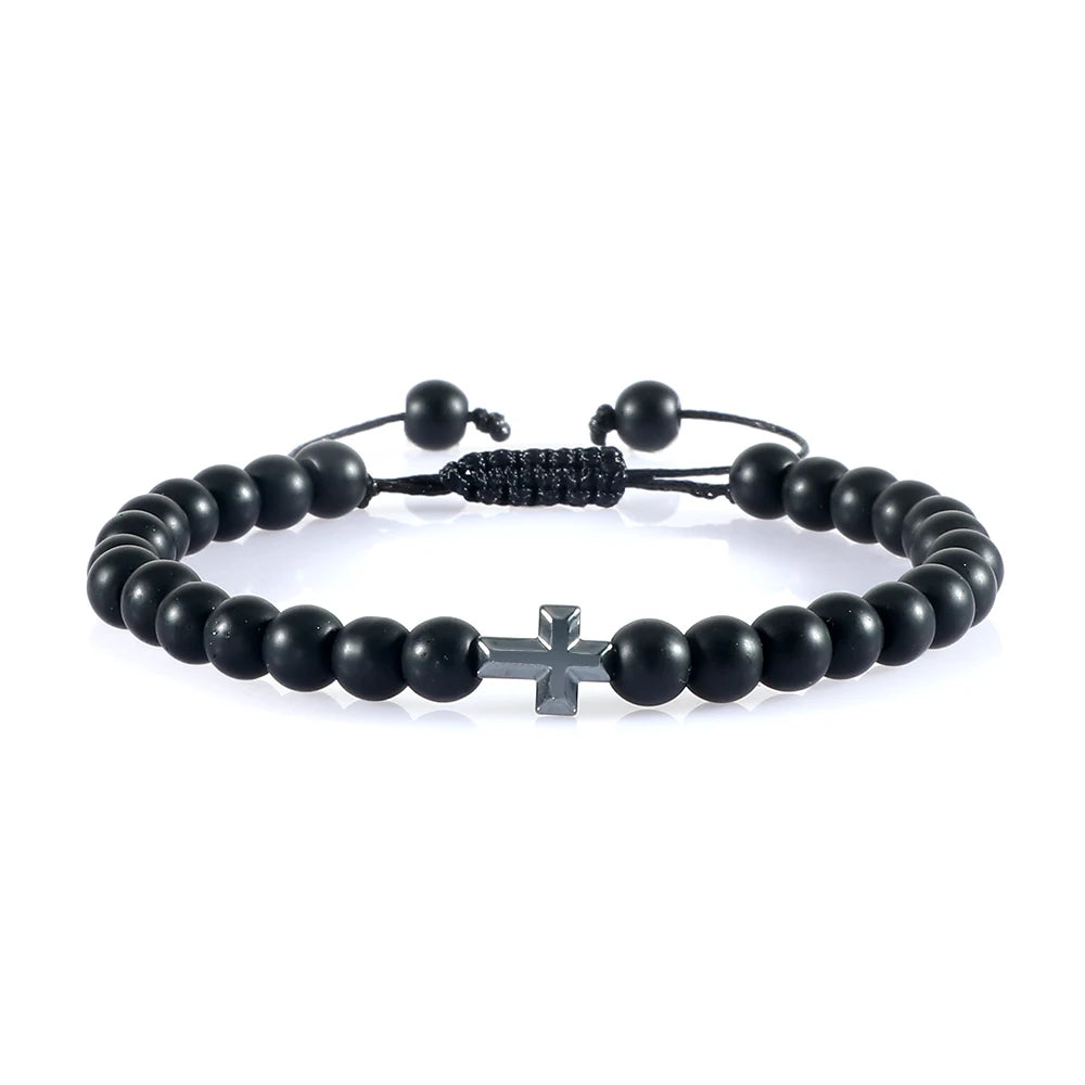 Natural Stone Cross Bracelet