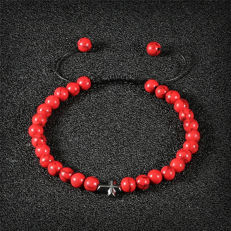 Natural Stone Cross Bracelet