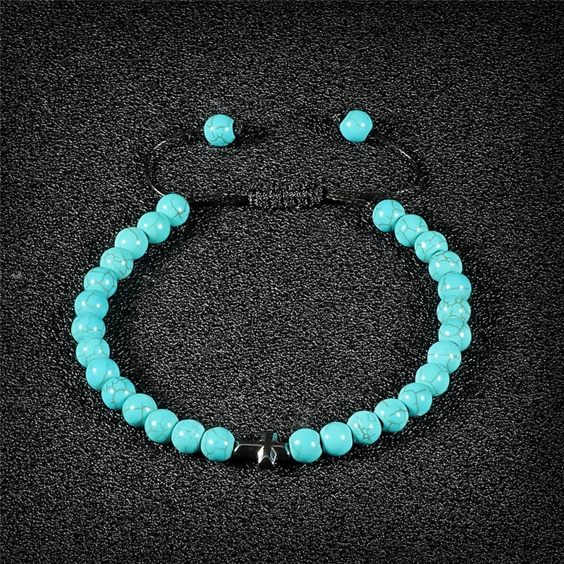 Natural Stone Cross Bracelet