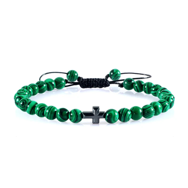 Natural Stone Cross Bracelet