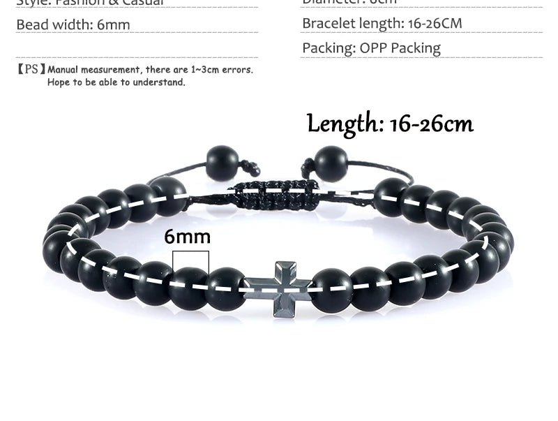 Natural Stone Cross Bracelet