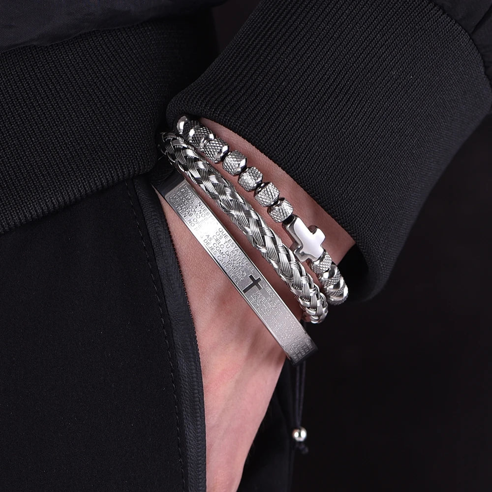 Beaded Cross Charm Bracelet