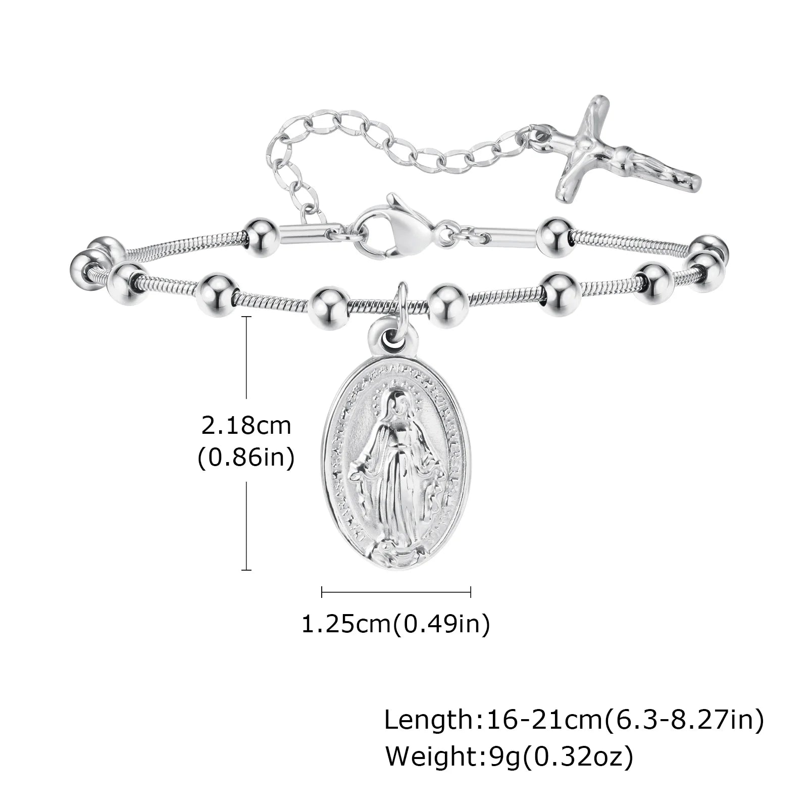 Virgin Mary Bar Cross Bracelet