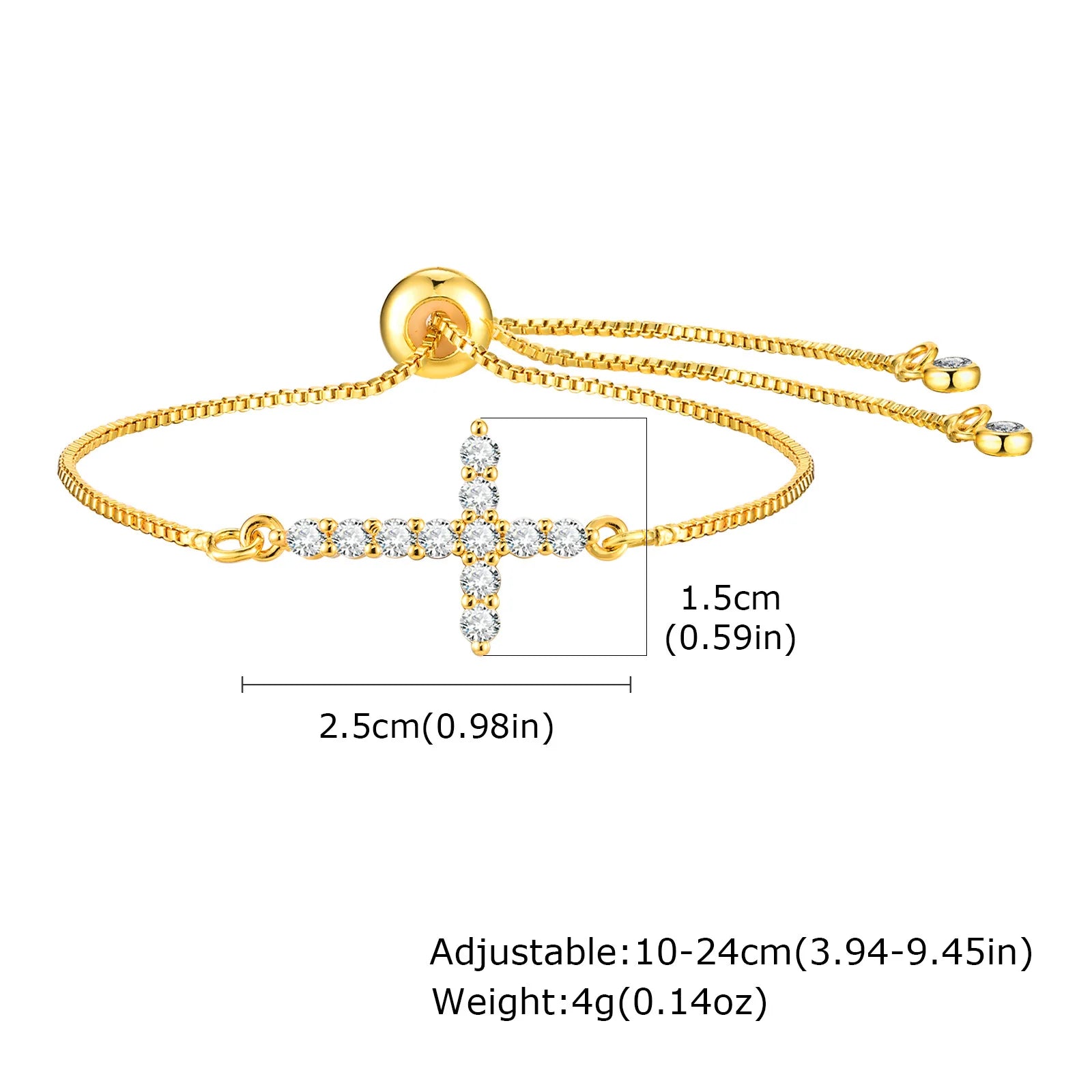 Zircon Sideway Cross Bracelet