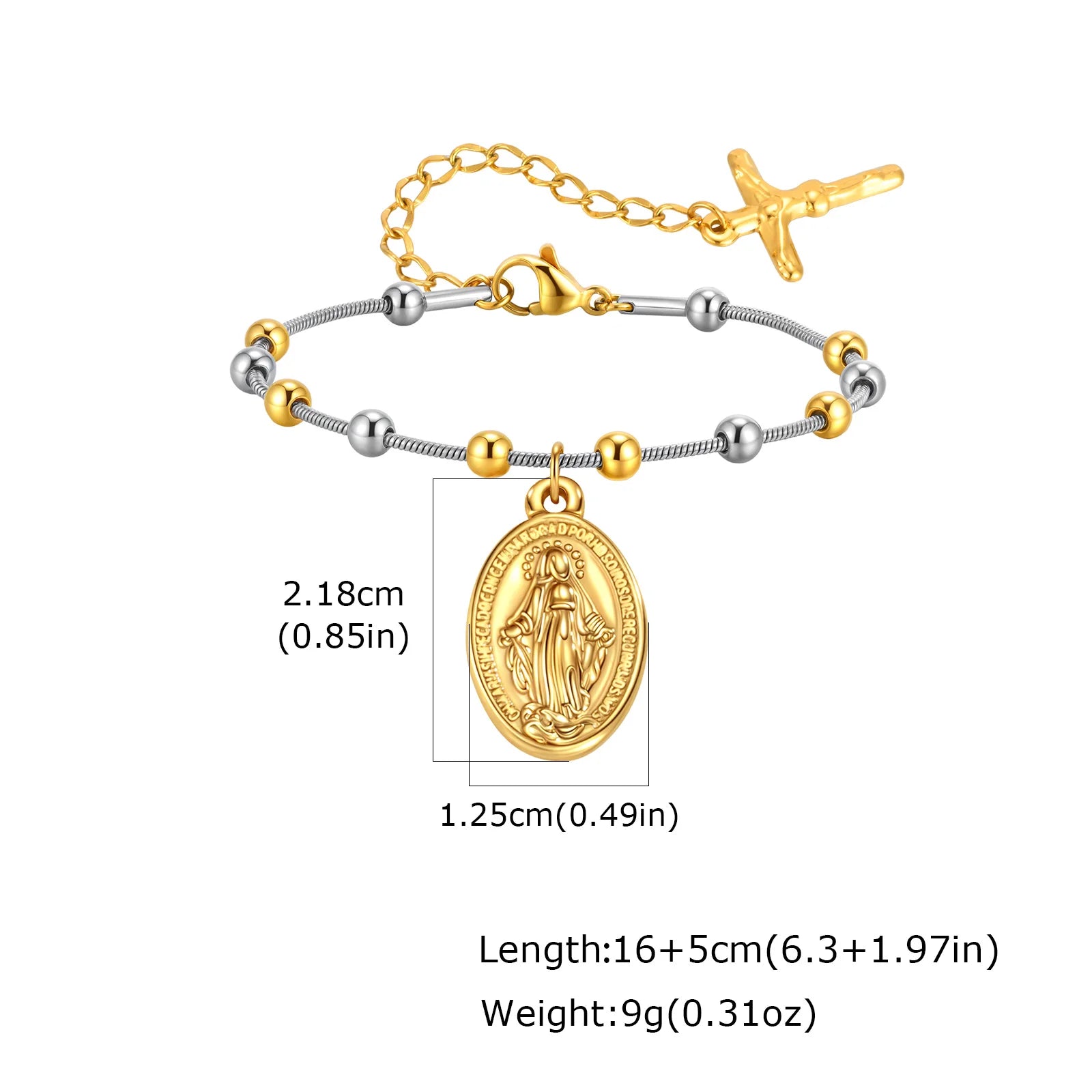 Virgin Mary Bar Cross Bracelet