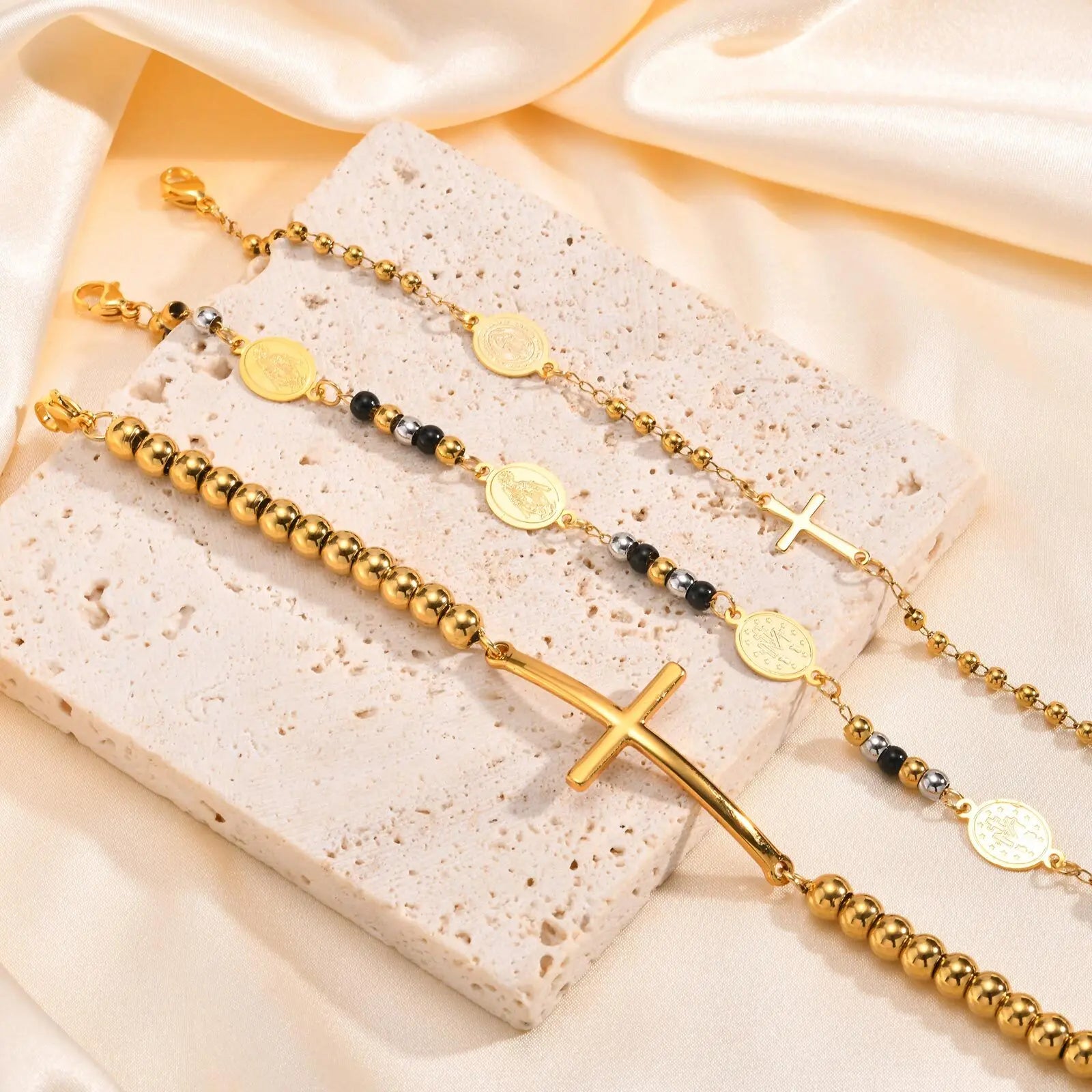 Rosary Cross Bracelet