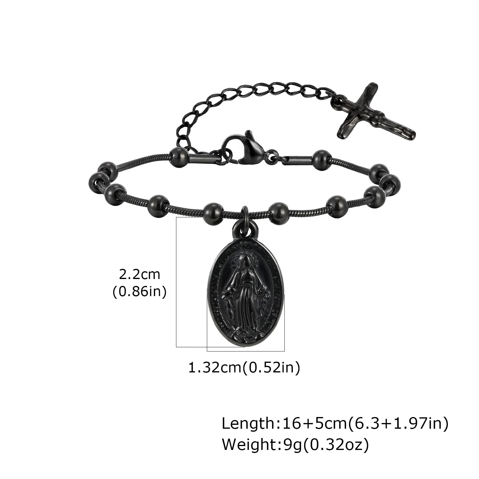 Virgin Mary Bar Cross Bracelet