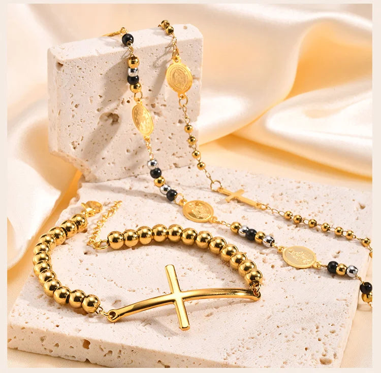 Rosary Cross Bracelet