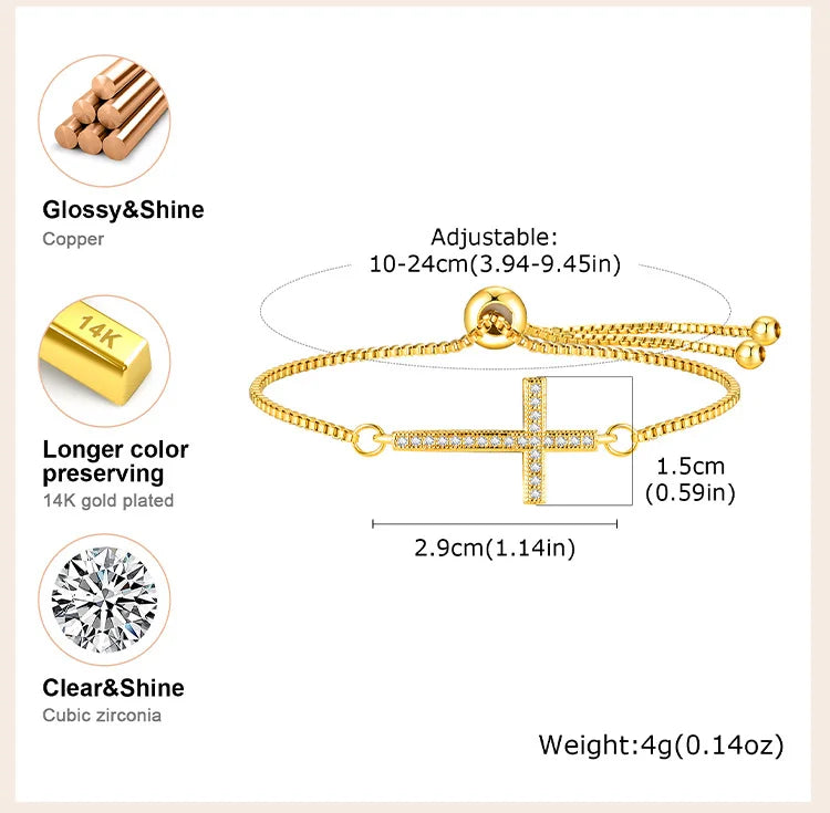 Zircon Sideway Cross Bracelet
