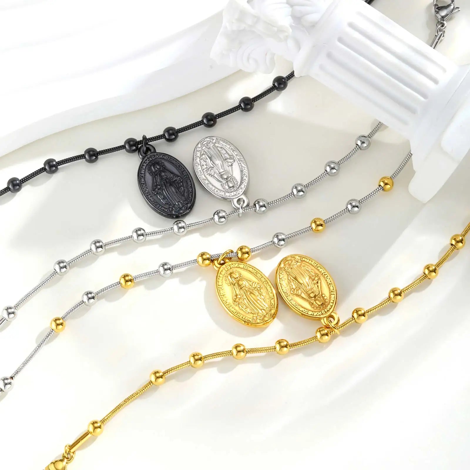 Virgin Mary Bar Cross Bracelet