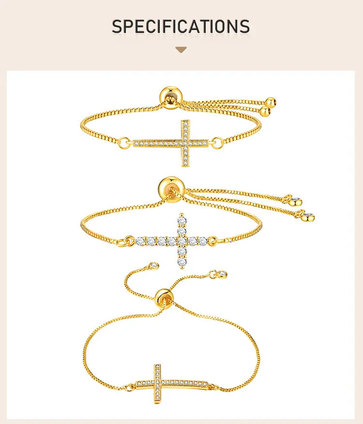 Zircon Sideway Cross Bracelet