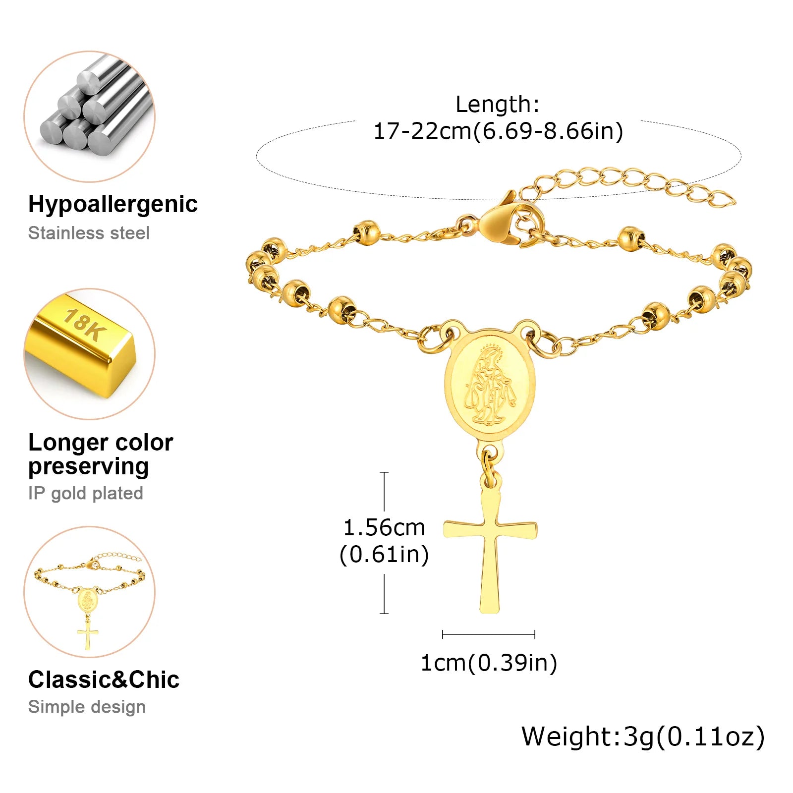 Rosary Stainless Steel Bracelet