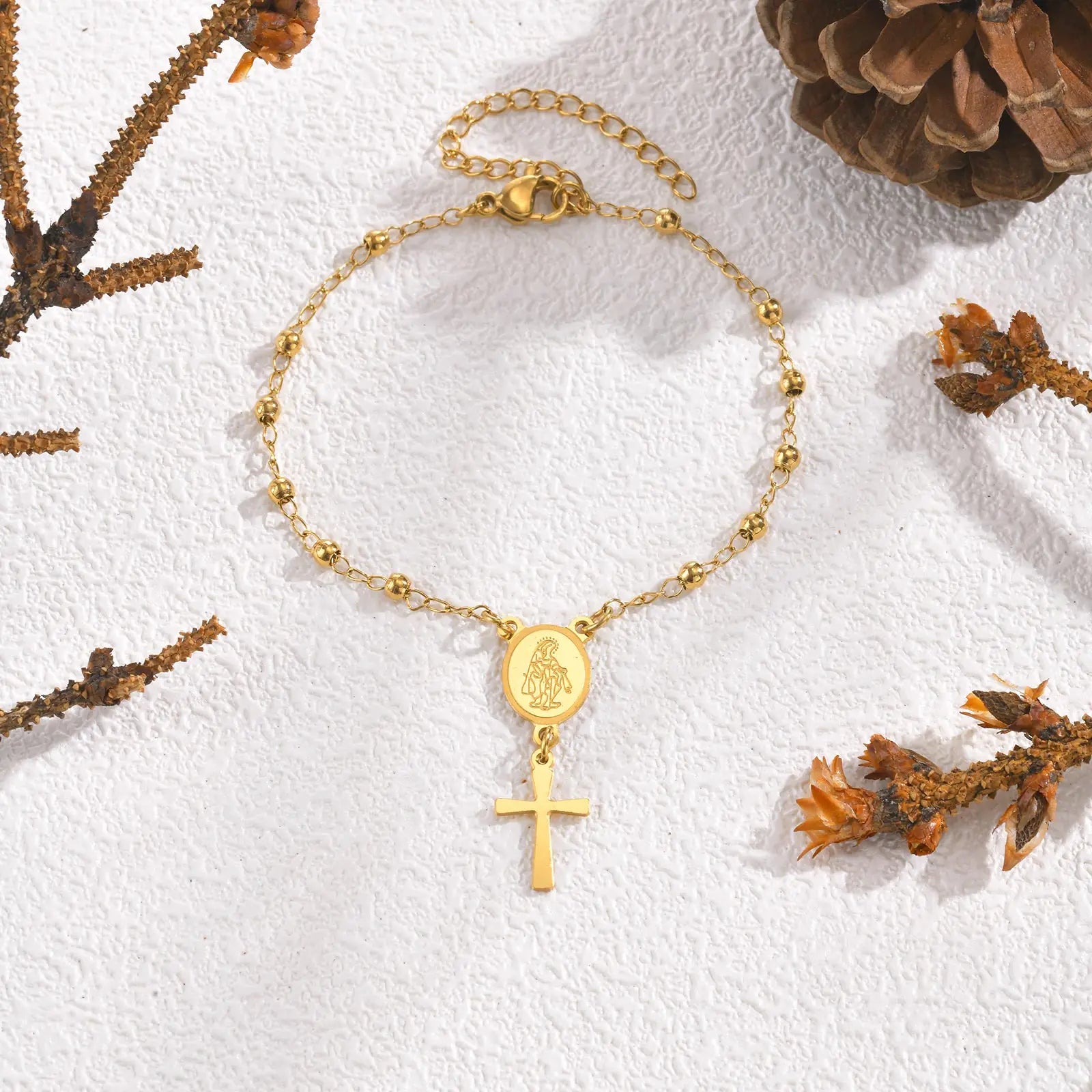Rosary Stainless Steel Bracelet