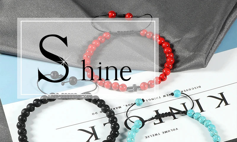 Natural Stone Cross Bracelet