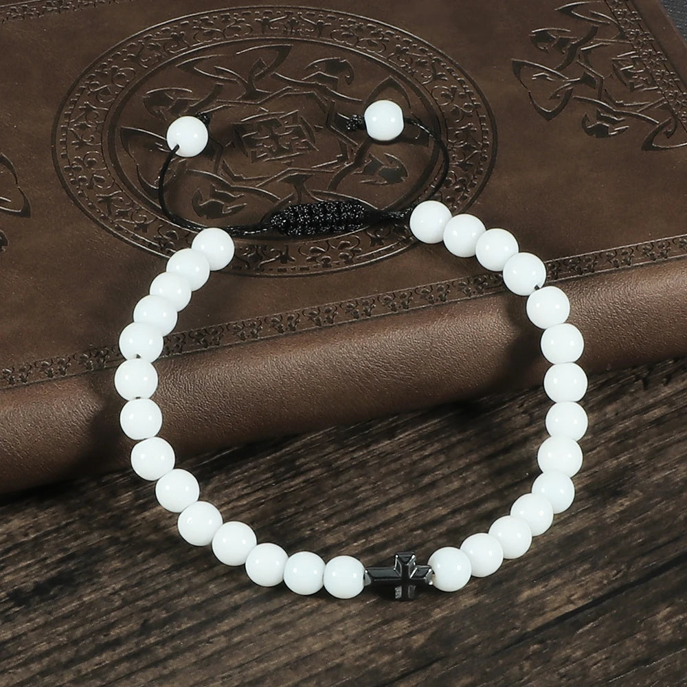 Natural Stone Cross Bracelet