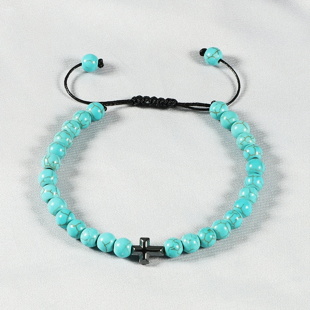 Natural Stone Cross Bracelet