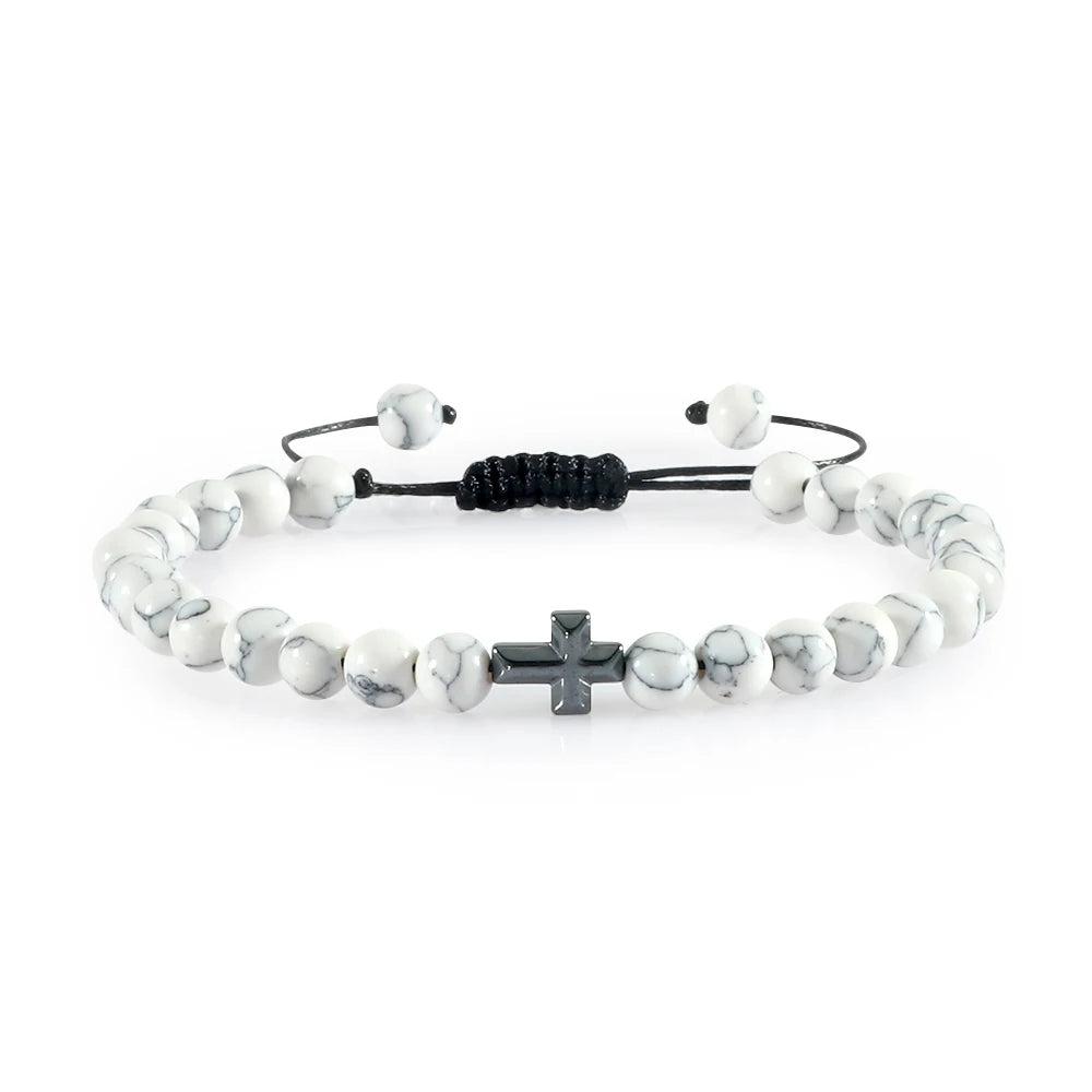 Natural Stone Cross Bracelet