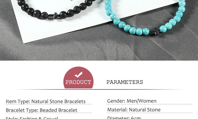 Natural Stone Cross Bracelet