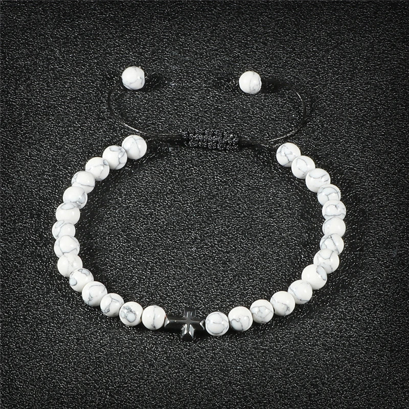 Natural Stone Cross Bracelet