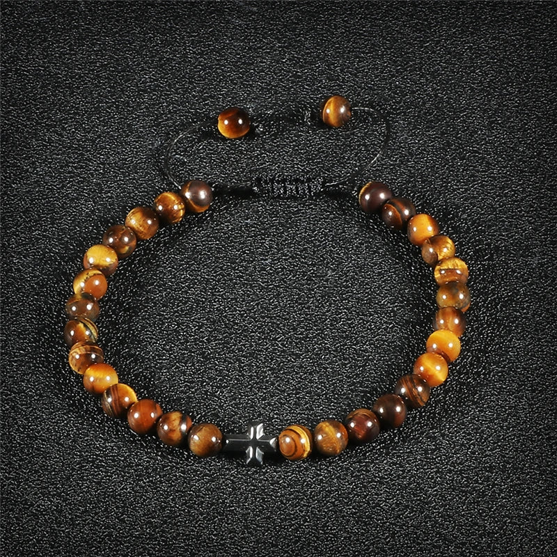 Natural Stone Cross Bracelet