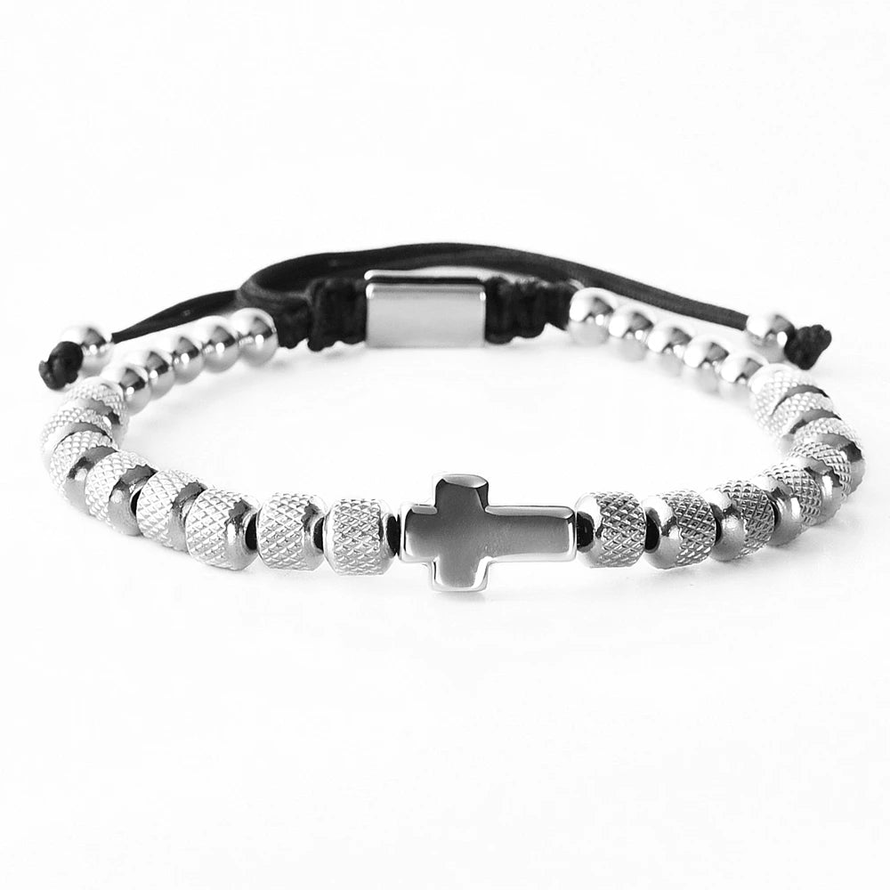 Beaded Cross Charm Bracelet