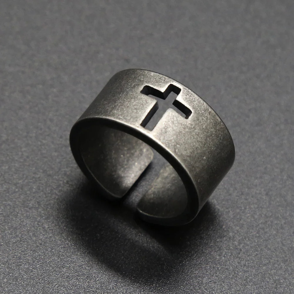 Stainless Steel Cross Ring