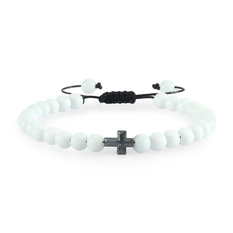 Natural Stone Cross Bracelet