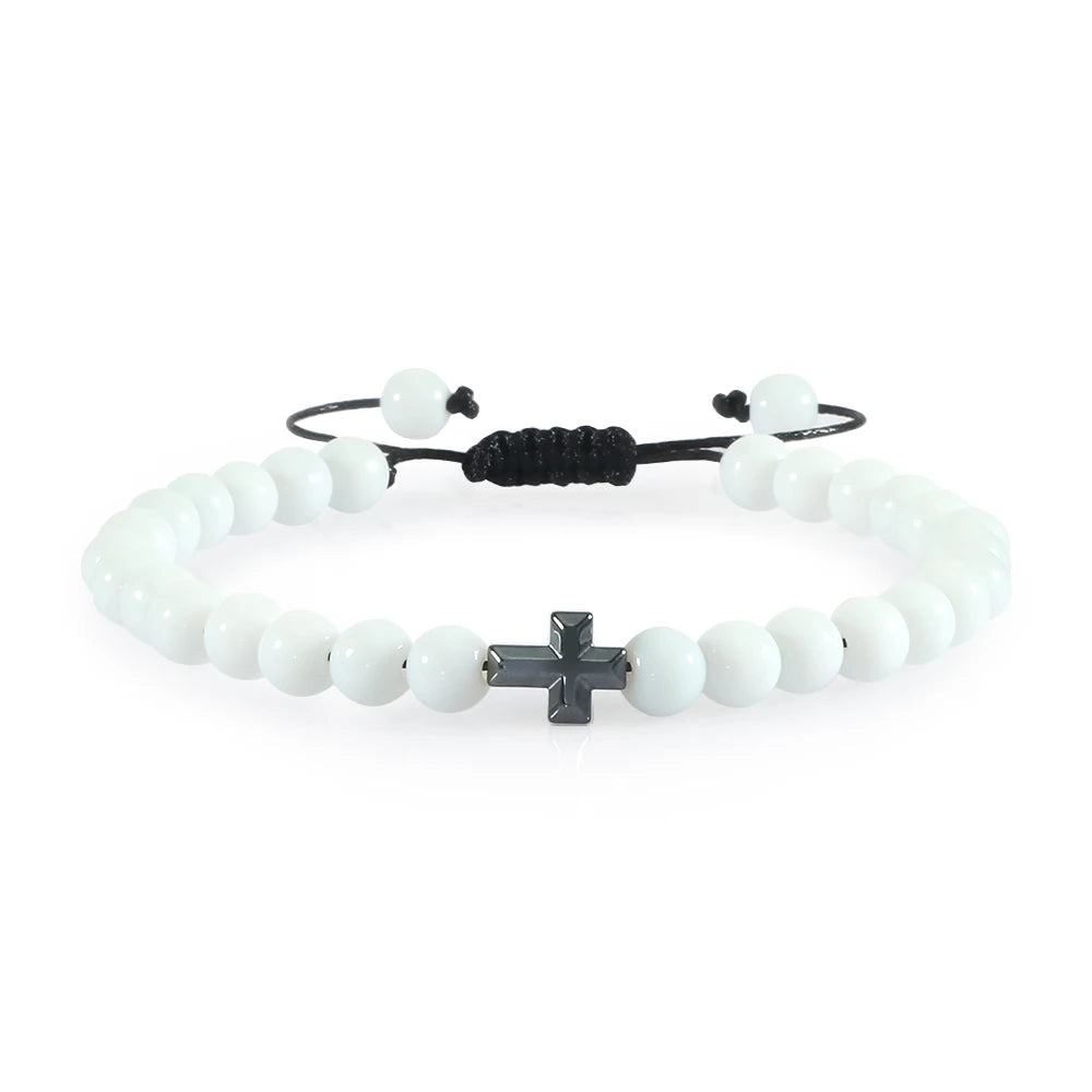 Natural Stone Cross Bracelet