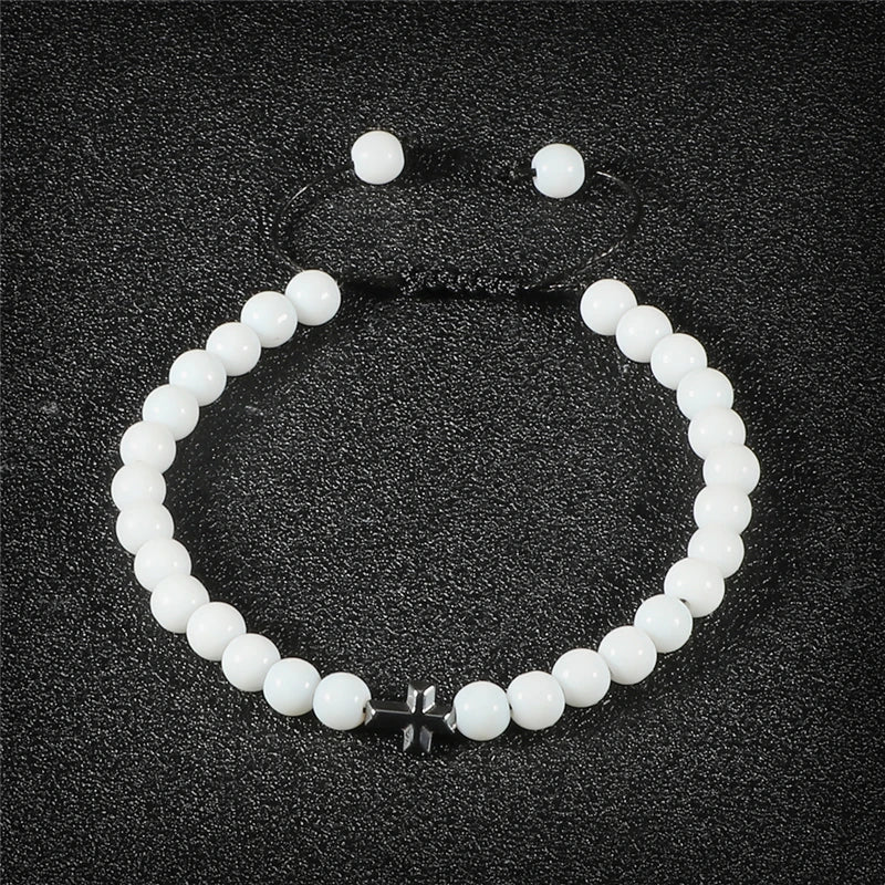 Natural Stone Cross Bracelet
