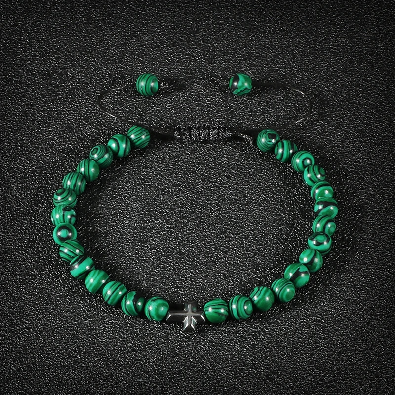 Natural Stone Cross Bracelet