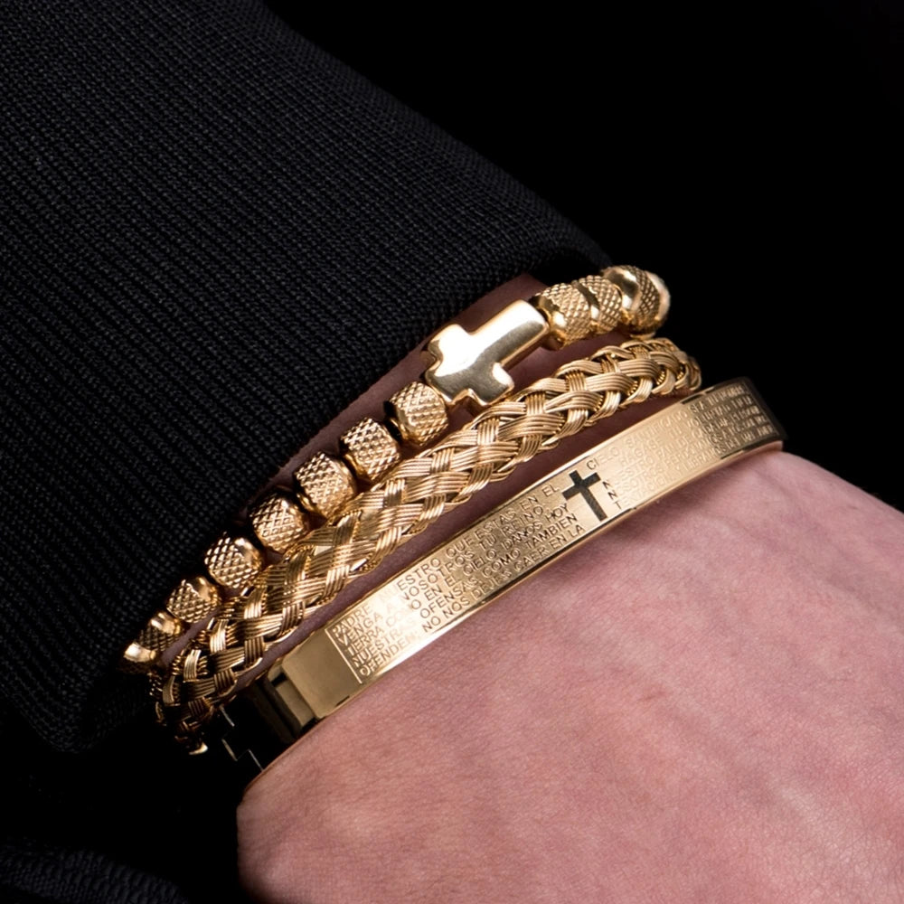 Beaded Cross Charm Bracelet