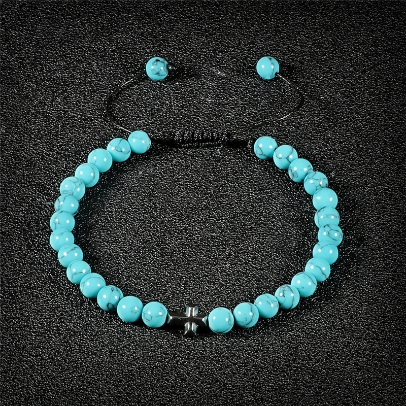 Natural Stone Cross Bracelet