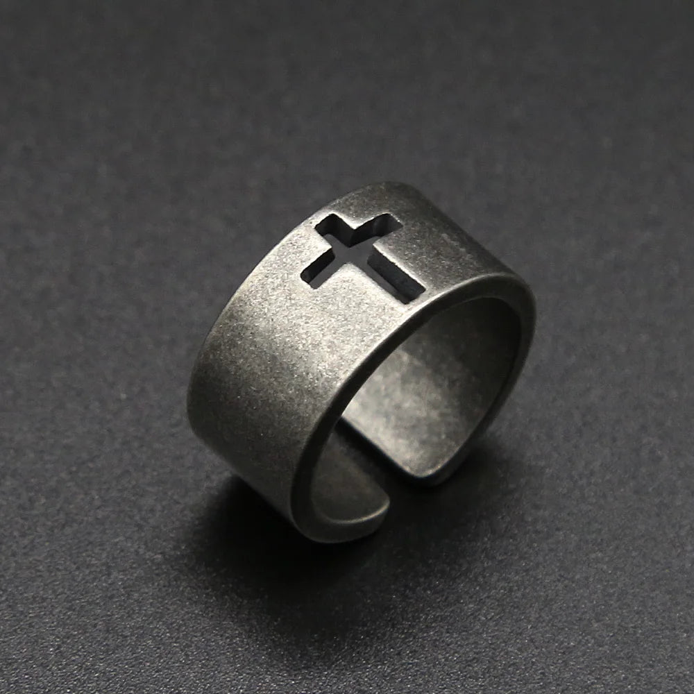 Stainless Steel Cross Ring