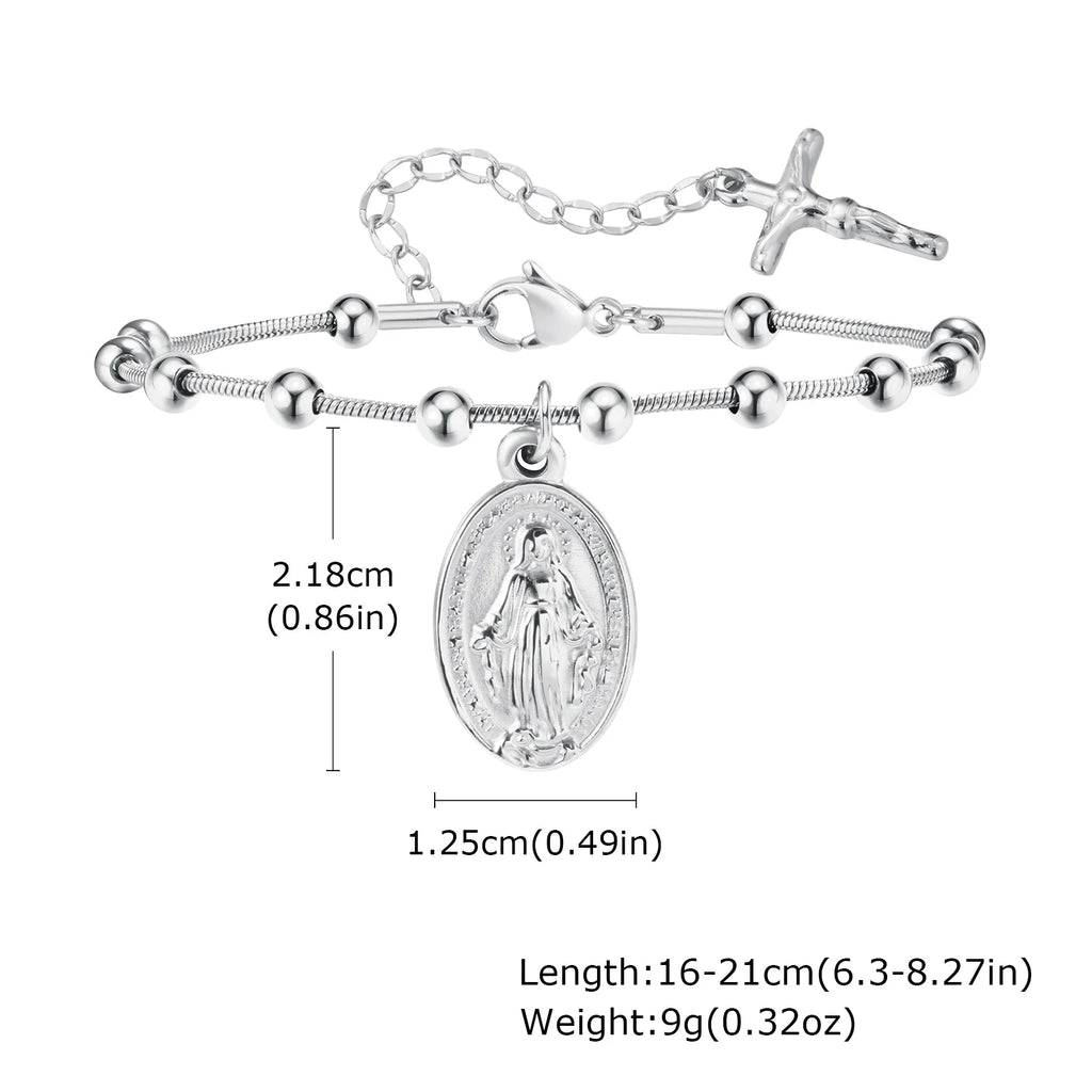 Virgin Mary Bar Cross Bracelet