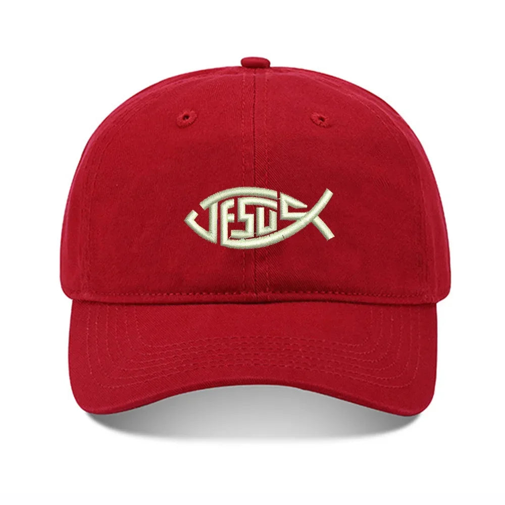 Jesus Fish Embroidered Cap