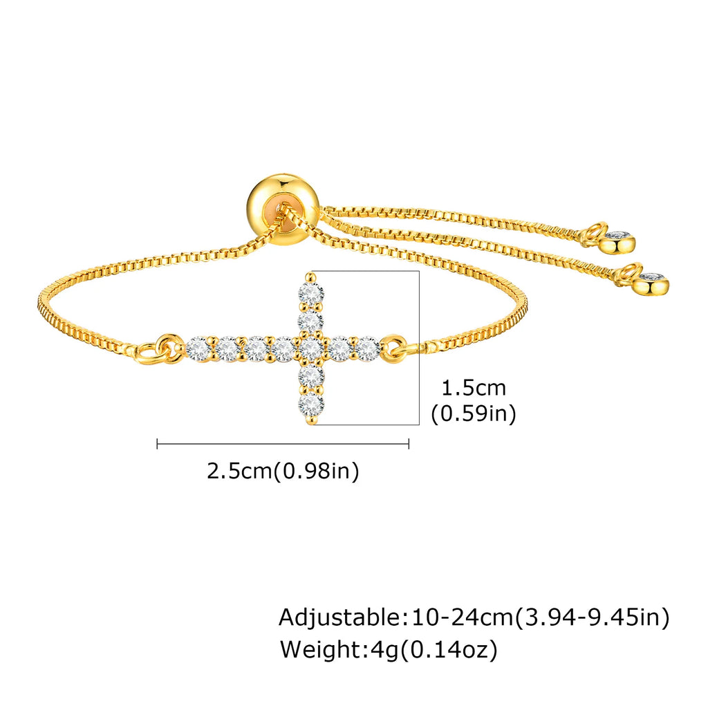 Zircon Sideway Cross Bracelet