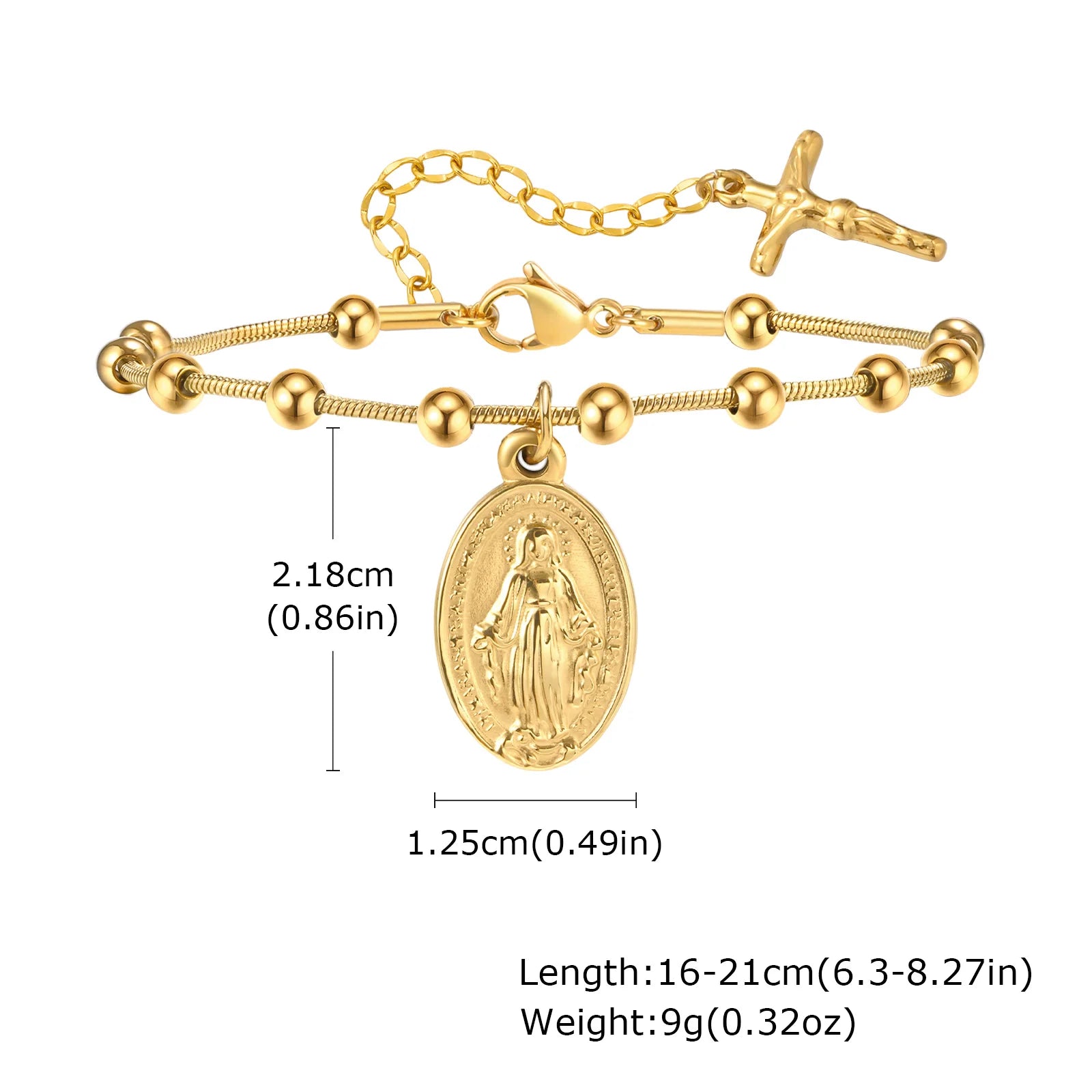 Virgin Mary Bar Cross Bracelet