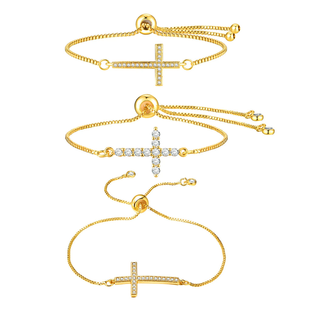 Zircon Sideway Cross Bracelet