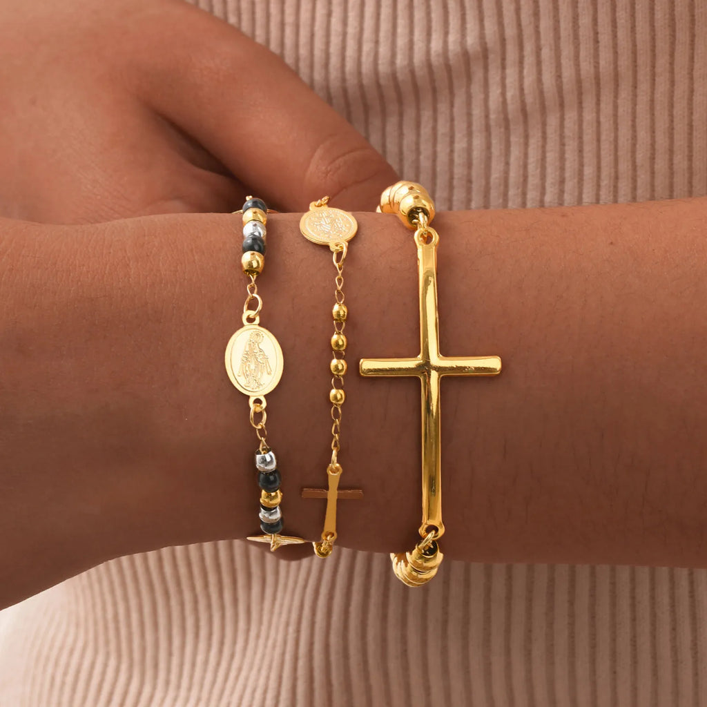 Rosary Cross Bracelet