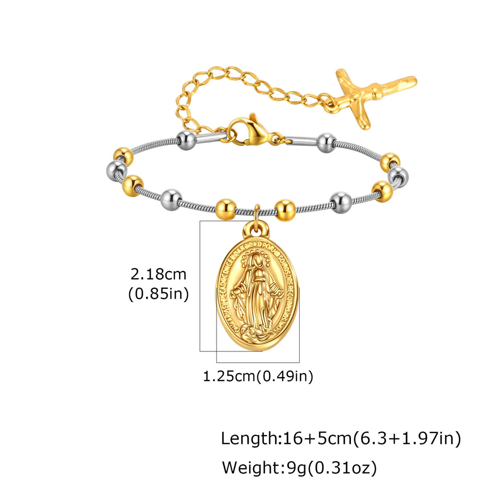 Virgin Mary Bar Cross Bracelet