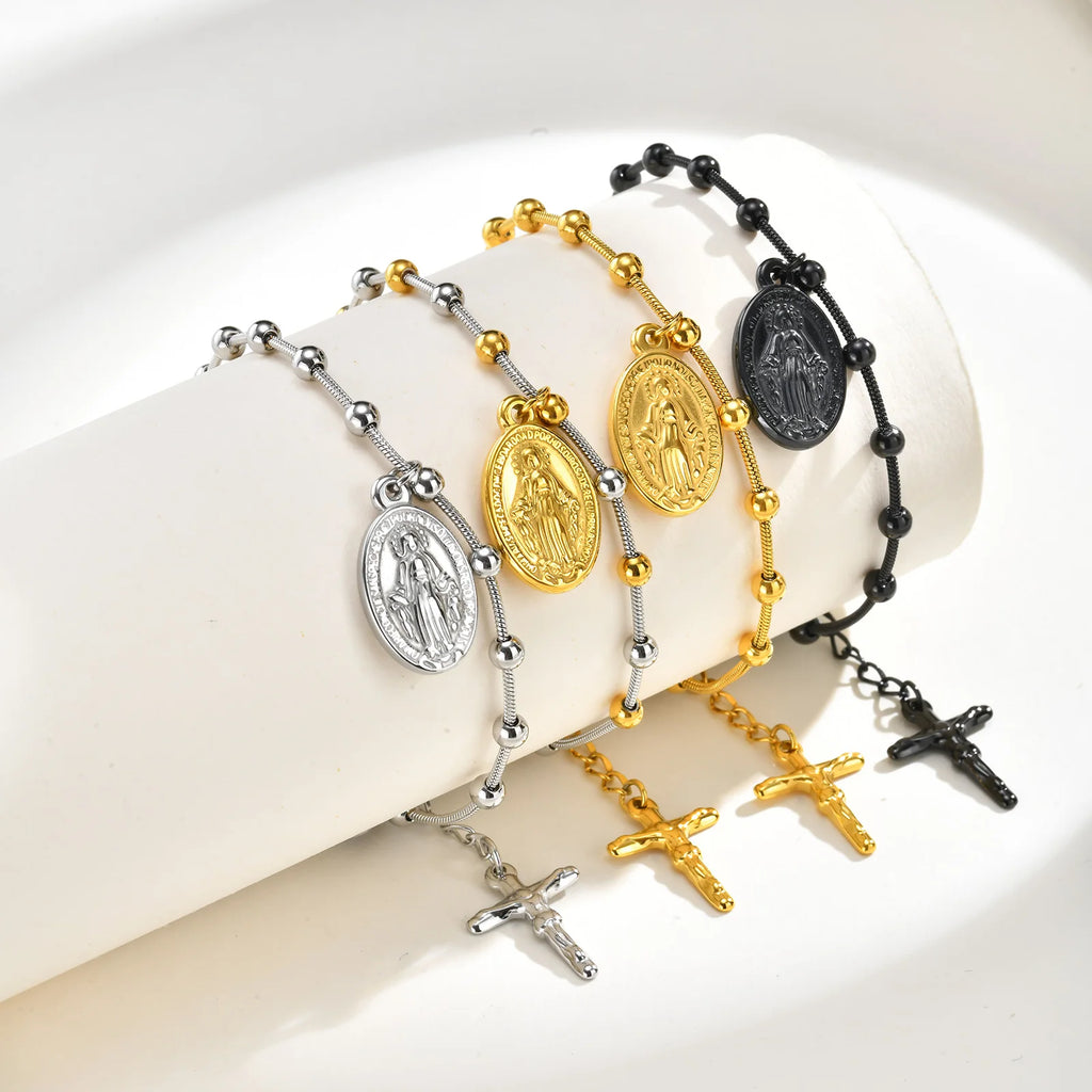 Virgin Mary Bar Cross Bracelet