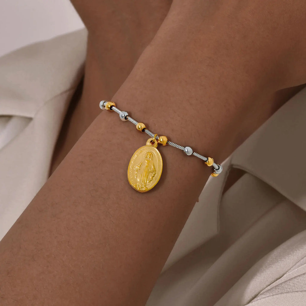 Virgin Mary Bar Cross Bracelet
