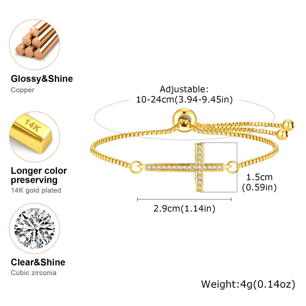 Zircon Sideway Cross Bracelet