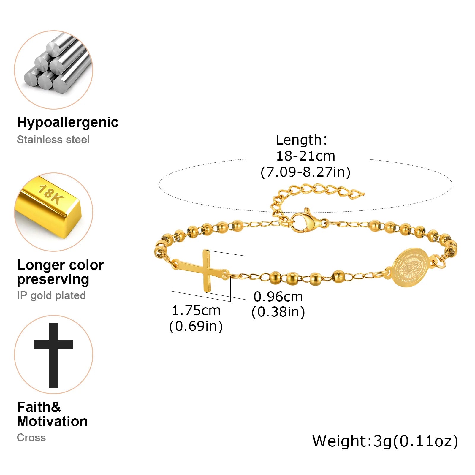 Rosary Cross Bracelet