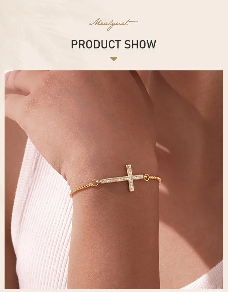 Zircon Sideway Cross Bracelet