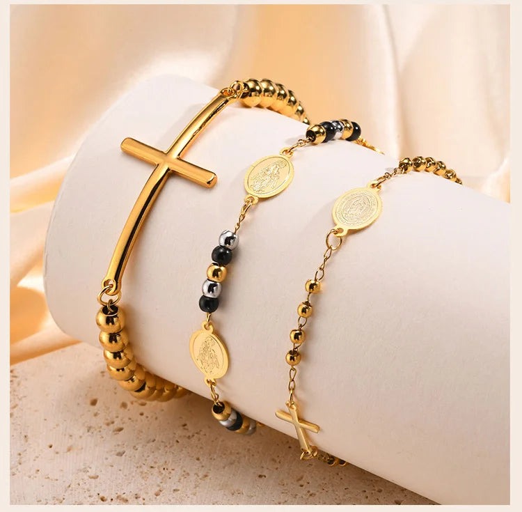 Rosary Cross Bracelet