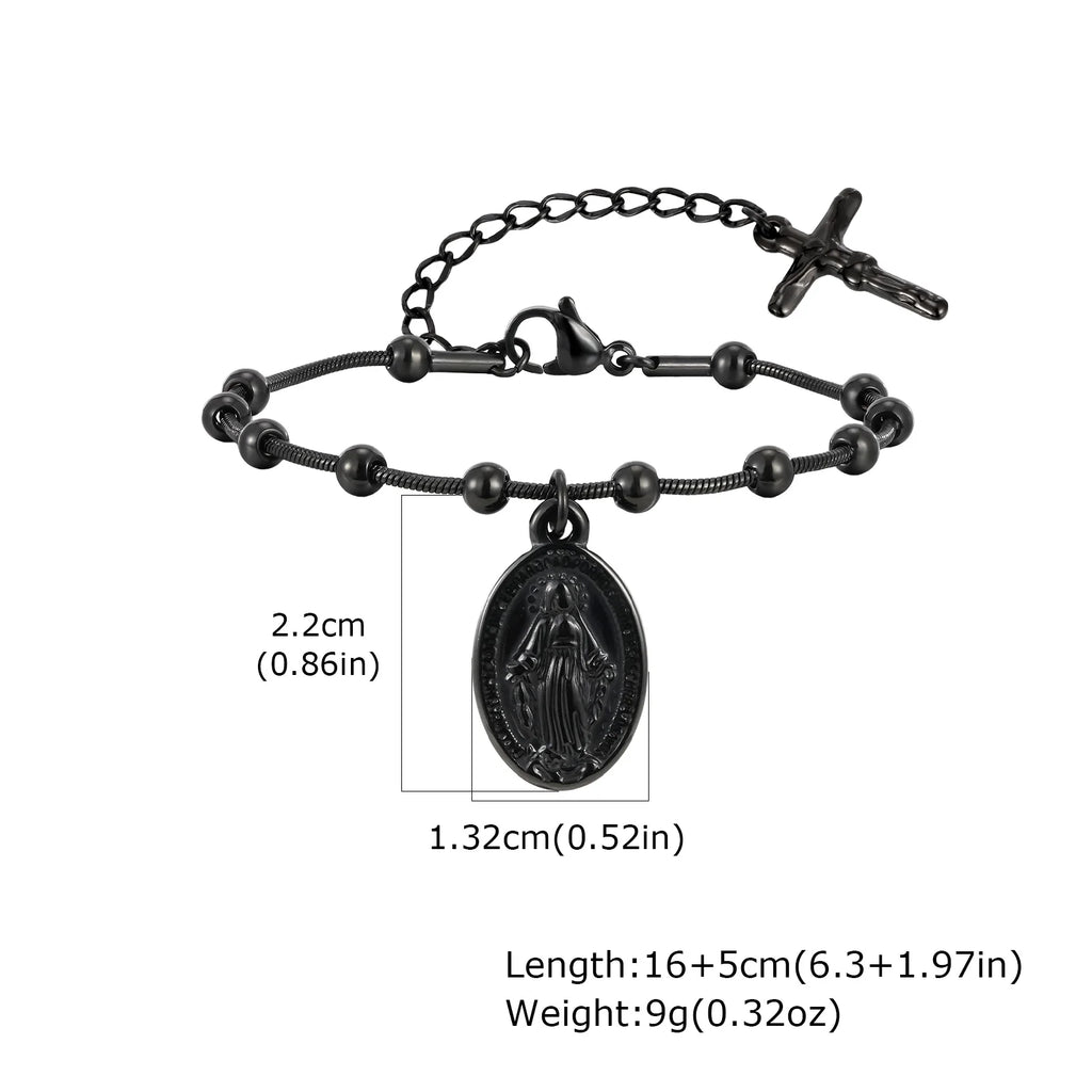 Virgin Mary Bar Cross Bracelet